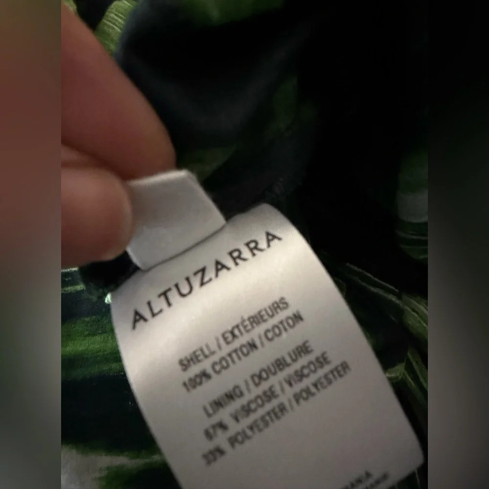 Altuzarra Cotton Lily Green and Black Patterned Designer Dress NWT